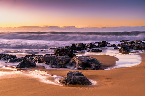 Sunrise and Waves - Surf's up at the seaside