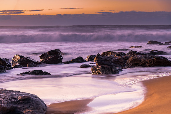 Sunrise and Waves - Surf's up at the seaside