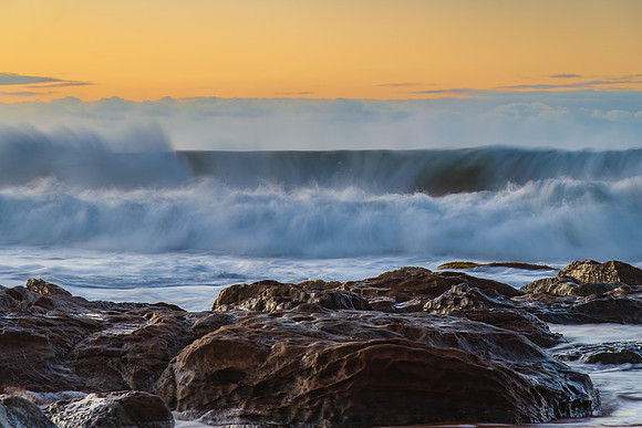 Sunrise and Waves - Surf's up at the seaside