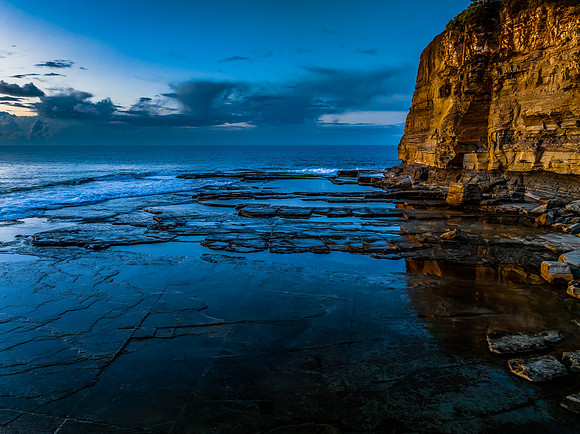Sunrise sea views and rocky inlet