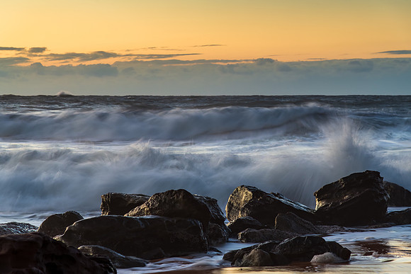 Sunrise and Waves - Surf's up at the seaside