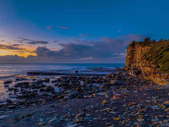 Sunrise sea views and rocky inlet