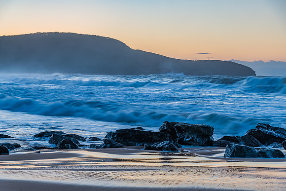 Sunrise and Waves - Surf's up at the seaside
