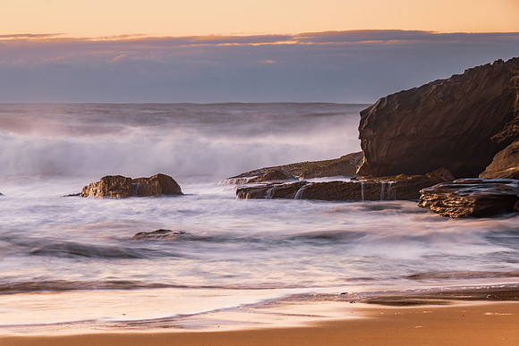 Sunrise and Waves - Surf's up at the seaside