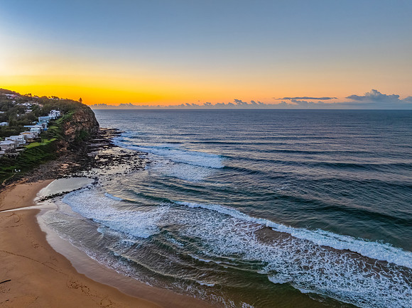 Sunrise seascape with clear skies