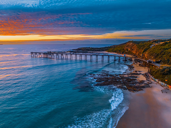 Sunrise at the seaside with beautiful cloudcover