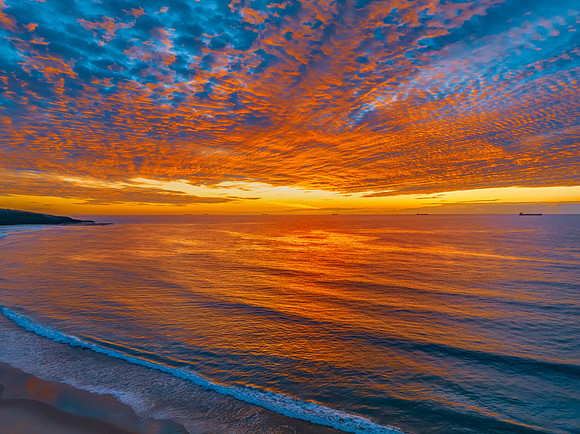 Sunrise at the seaside with beautiful cloudcover