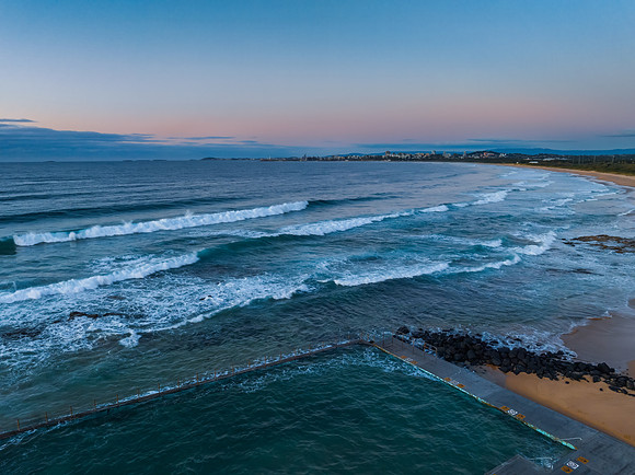 Sunrise seascape with waves
