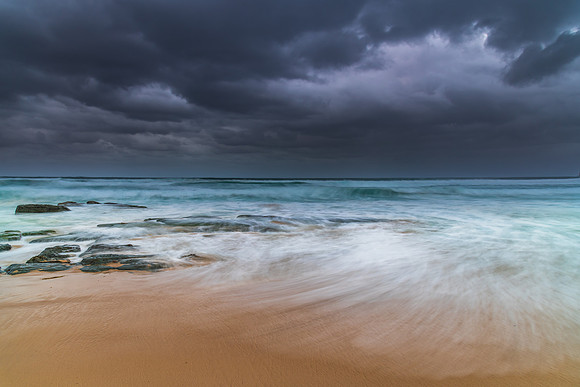 Rainy day moody seascape