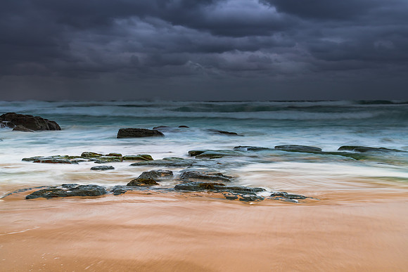 Rainy day moody seascape