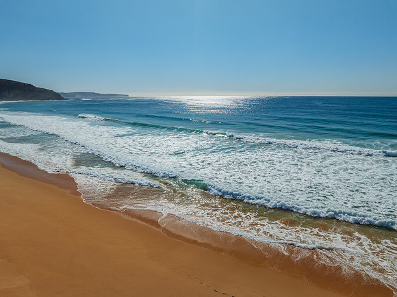 Beautiful day at the seaside with blue skies and sunlight