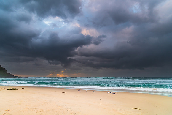 Rainy day moody seascape