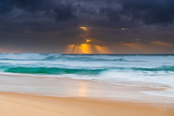 Rainy day moody seascape