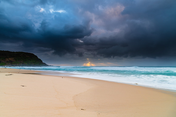 Rainy day moody seascape