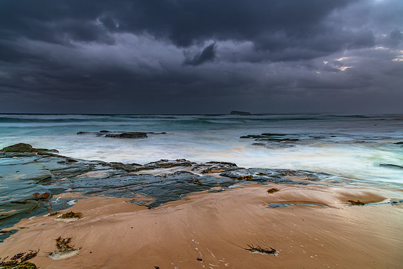 Rainy day moody seascape