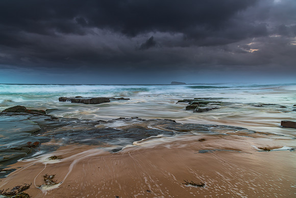 Rainy day moody seascape