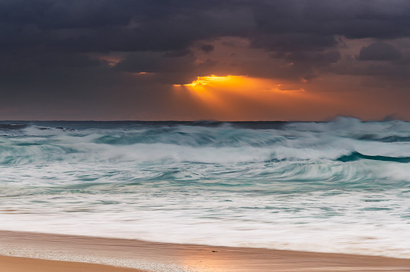 Rainy day moody seascape