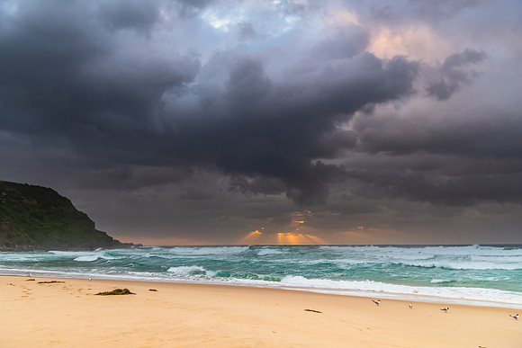 Rainy day moody seascape