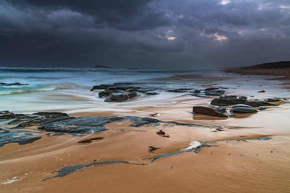 Rainy day moody seascape
