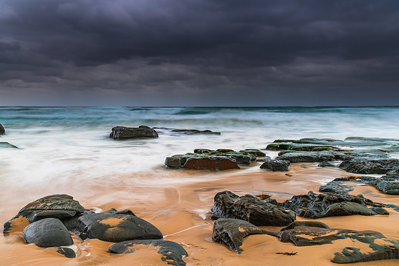 Rainy day moody seascape