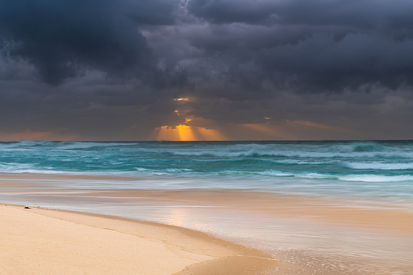 Rainy day moody seascape
