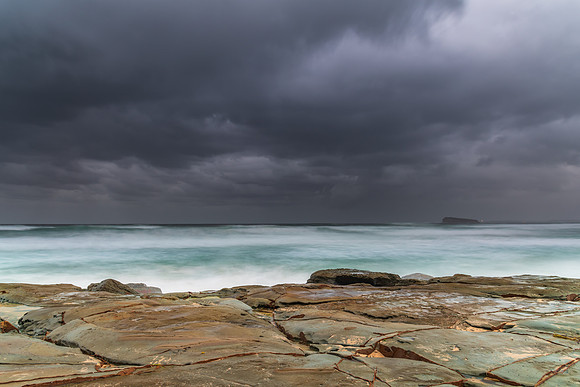Rainy day moody seascape
