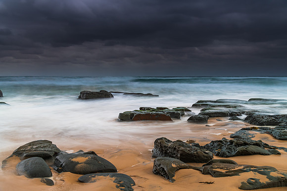 Rainy day moody seascape