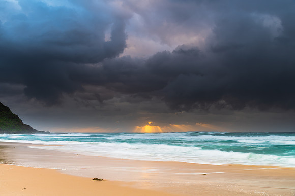 Rainy day moody seascape