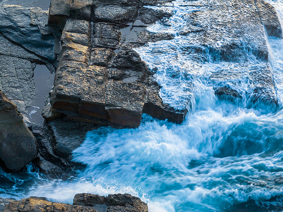 Sunrise sea views and rocky inlet