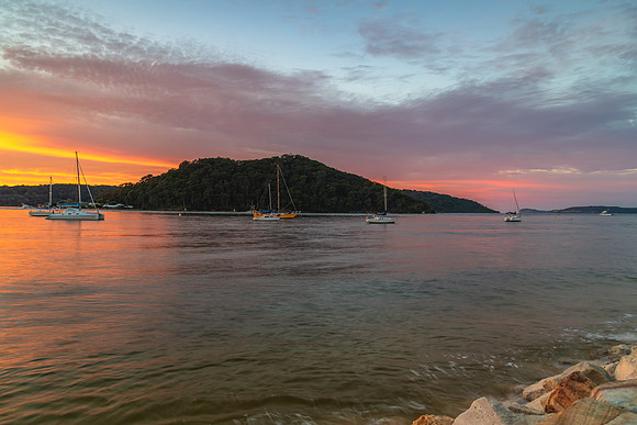 Sunrise waterscape at the channel