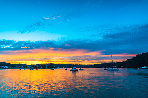 Sunrise waterscape at the channel
