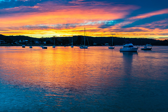 Sunrise waterscape at the channel