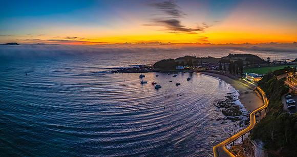Foggy sunrise at the seaside