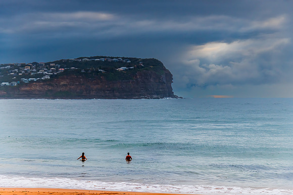 Wet weather sunrise seascape