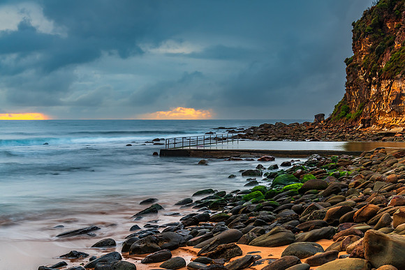 Wet weather sunrise seascape