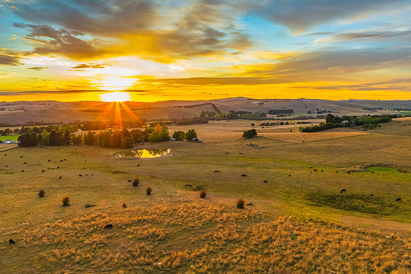 Sunrise light over the countryside