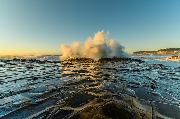 Making a Splash - Rock Shelf Sunrise Seascape