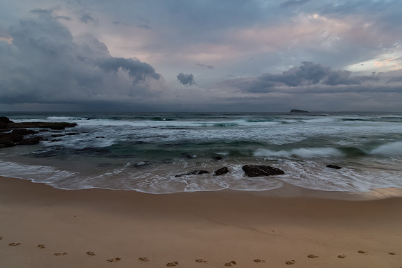 Cloudy Daybreak Seascape with Rocks