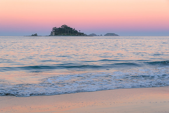 Sunset on the Coast with Island