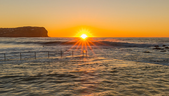 Sunrise Seascape with Sunburst