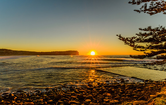 Sunrise Seascape with Sunburst