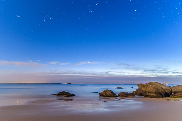 Rocky Seascape with Stars