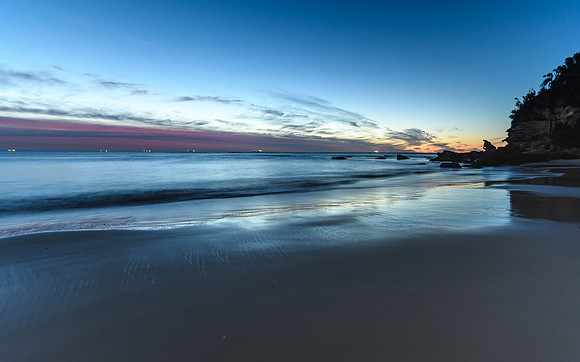 Blue and Pink Daybreak Seascape