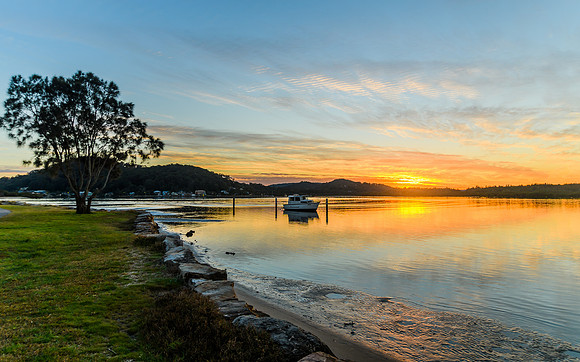 Sunrise Waterscape and Reflections on the Bay