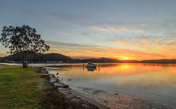 Sunrise Waterscape and Reflections on the Bay