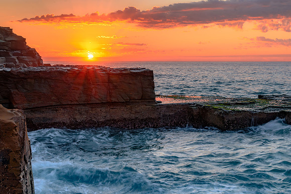 Rock Shelf Sunrise Seascape