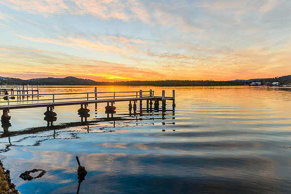 Sunrise Waterscape and Reflections on the Bay