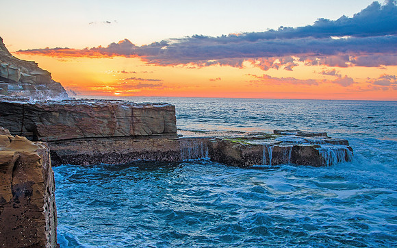 Rock Shelf Sunrise Seascape