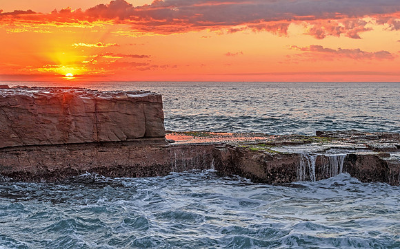 Rock Shelf Sunrise Seascape