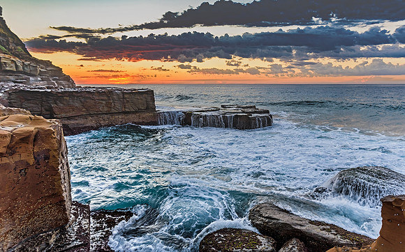 Rock Shelf Sunrise Seascape